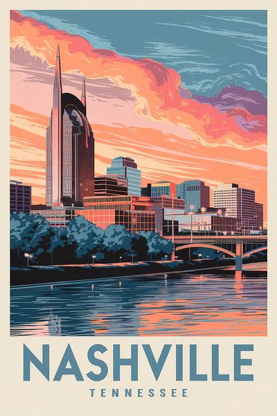 Nashville, Tennessee Vintage Reisposter van Poster Art Shop