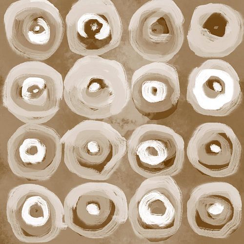 Abstracte geschilderde geometrie in sepia bruin, beige en wit