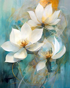 Lotus Flowers Abstract by Jacky