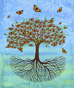 Levensboom met vlinders van Bianca Wisseloo