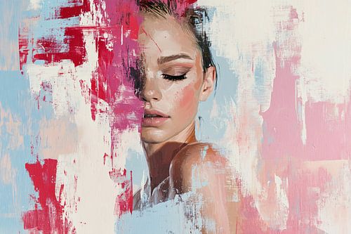 Abstract portret met kleurrijke streken