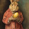 Osterhase mit goldenem Ei in klassischem Licht von But First Framing