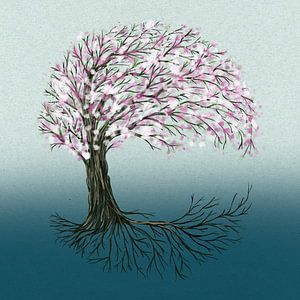 Baum des Lebens mit rosa Blüte von Bianca Wisseloo