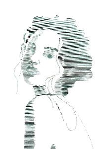 Amour fané (aquarelle portrait femme ligne dessin ligne art vert rayures lignes belle)