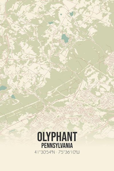 Carte ancienne d'Olyphant (Pennsylvanie), USA. par Affiches de lieux