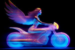 Angel on a motorbike