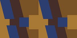 70s Retro funky geometrisches abstraktes Muster in kobaltblau, ocker, gold, braun von Dina Dankers