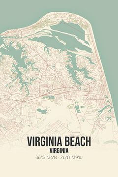 Vintage landkaart van Virginia Beach (Virginia), USA. van Rezona