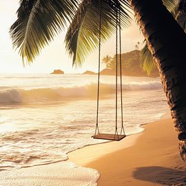 Schaukel am Strand von Poster Art Shop