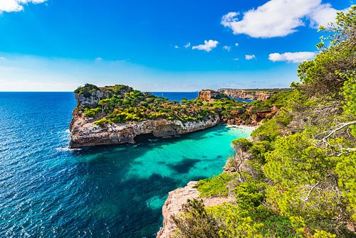 View of beautiful bay beach Calo des Moro on Mallorca