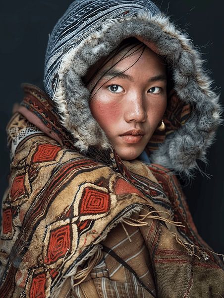 Portrait &quot;Girl from Mongolia&quot; by Carla Van Iersel