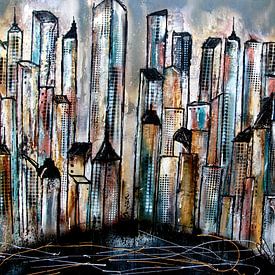 city abstract van Femke van der Tak (fem-paintings)