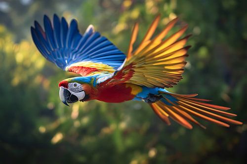 Scharlachara (Ara macao) in vlucht