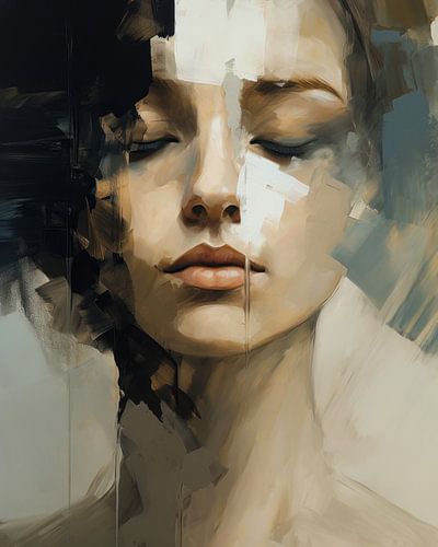 Porträt einer Frau in Erdtönen von Carla Van Iersel