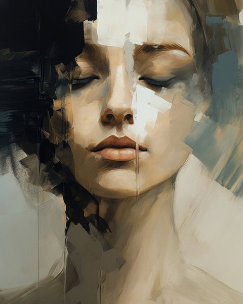 Portrait of a woman in earth tones by Carla Van Iersel