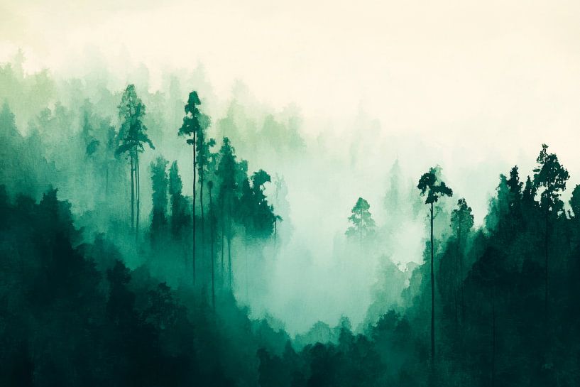 Atmosphère de forêt nuageuse par Poster Art Shop
