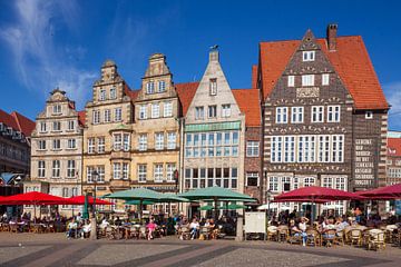 Marktplein Westzijde, Huizen, Oude Stad, Bremen, Duitsland van Torsten Krüger