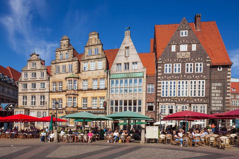 Marktplein Westzijde, Huizen, Oude Stad, Bremen, Duitsland van Torsten Krüger