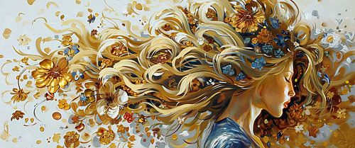 Vrouw Gouden Haren