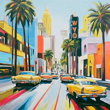 Hollywood Taxi Gase Schilderij van ComfortQ