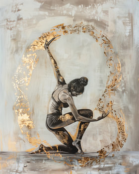 Yoga Wandbild in Beige und Gold