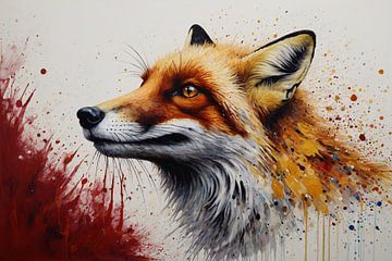 Fox with red surprise by De Muurdecoratie