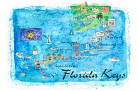 Florida Keys Key West Marathon Key Largo Illustriertes Reiseplakat Favoritenkarte Touristische Highl von Markus Bleichner Miniaturansicht
