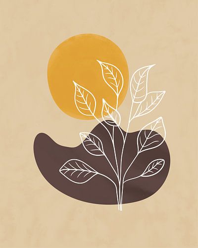 Simpel landschap in de oranje zon