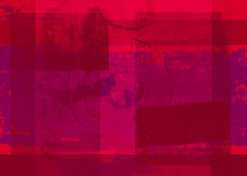 Abstracte vormen in warme pastelkleuren nr. 5. Rood, paars, bruin. van Dina Dankers