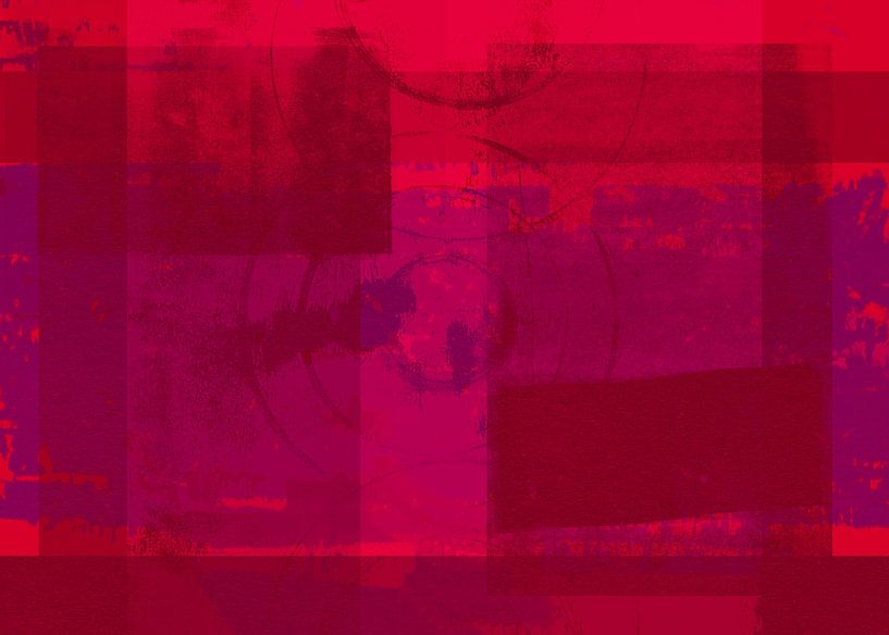 Abstracte vormen in warme pastelkleuren nr. 5. Rood, paars, bruin. van Dina Dankers