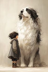 Der imposante Hund und ein kleiner Lockenkopf