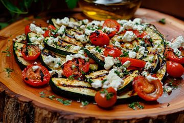 Gegrilde groenten met feta en tomaten van Poster Art Shop