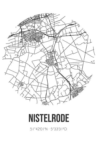 Nistelrode (North Brabant) | Map | Black and White by Prints of Place