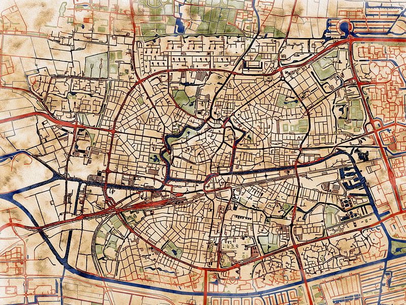 Map of Leeuwarden with the style 'Serene Summer' by Maporia