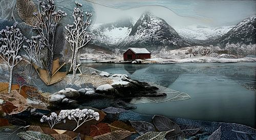Lofoten Fjord in de winter
