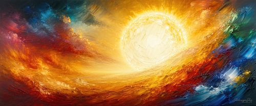 Vuurbal boven de golven - De gloed van de ondergaande zon