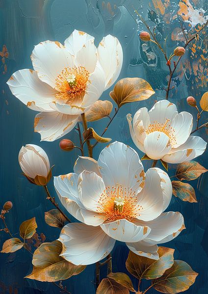 Jasmin-Gemälde | Stille goldene Blüte von Blumen Studio