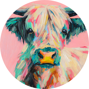 Kleurrijke hooglander in zachte tinten