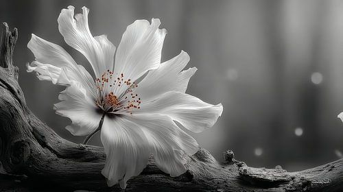 drijfhout met bloemen