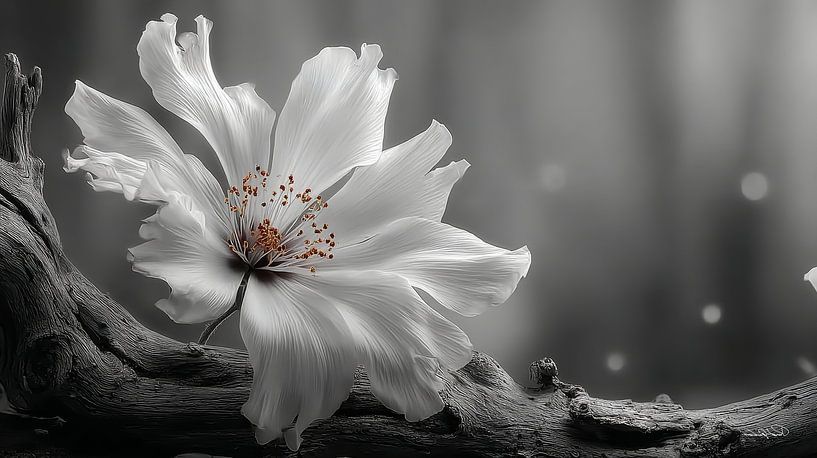 Treibholz mit Blumen von Gelissen Artworks