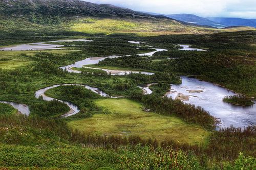Marshland and streams at Vadvetjåkka National Park by Hagalnaudir