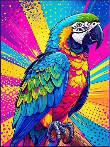 Lebendiger Neon-Ara Papagei Kunst von rendyokt rendy