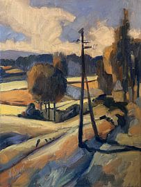 Electricity pole in landscape by Nop Briex