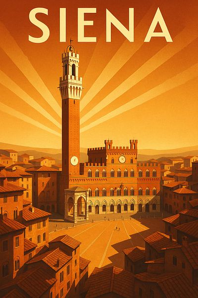 Affiche de voyage Siena Art Deco - Piazza del Campo Elegance par Travel Shop