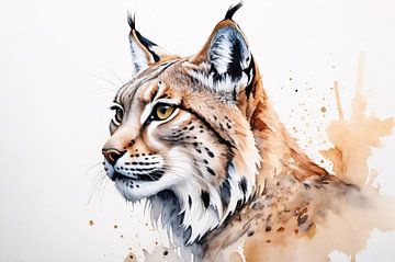 Aquarel lynx met dynamische vlekken van Art & Soul Creations