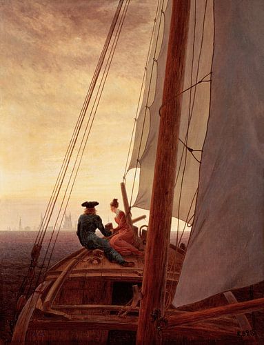 Caspar David Friedrich. Op een zeilschip