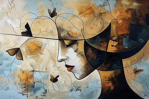 Femme sereine avec papillons