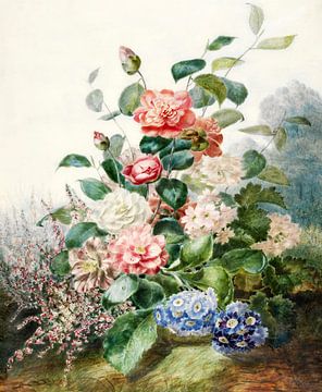 Antoine Pascal,Verschillende bloemen groeien in een landschap se