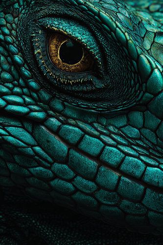 Eye of the Lizard Golden Gaze in Turquoise Skin