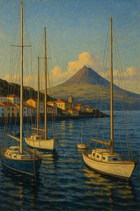 Horta Maritime Serenity - Boote unter dem Berg Pico